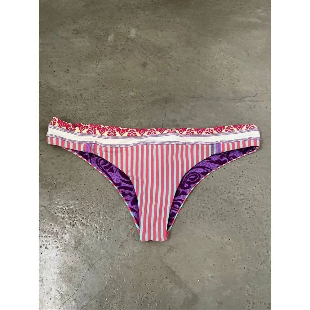 Maaji Stripe Bikini Bottom | Large in Pink